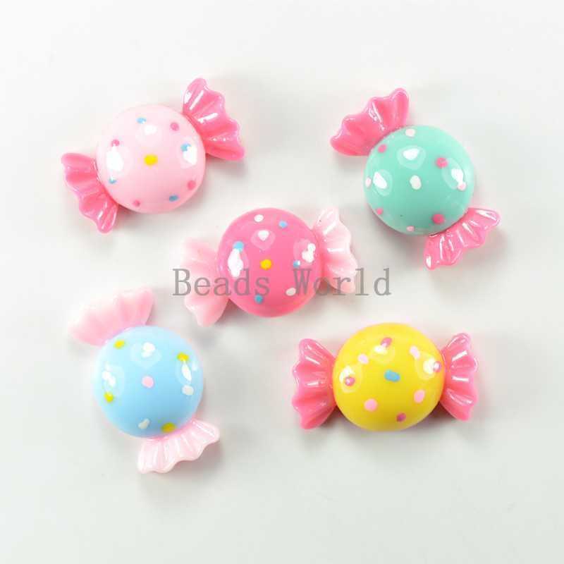 30 Pcs Mixed Candy Resin Flatback Cabochon Scrapbook Embellishment 22x13mm DIY Kid Hair Accessories Jewelry Findings