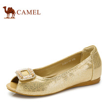 Camel Camel Shoes Fish Head Higher In The Spring Sweet Pearl Rhinestone Sheepskin Uppers 