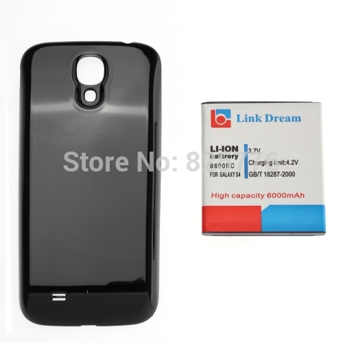 High Quality 6000mAh Mobile Phone Battery Black Cover Back Door for Samsung Galaxy S4 i9500 i545