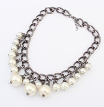 Hot Sale Big Pearl Necklace Women 2014 Wholesale Statement Chunky Jewelry For Women Free Shipping N015