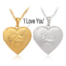 Romantic Love Heart Photo Locket Necklace Pendant 18K Gold Plated Choker Charms Floating Lockets I LOVE YOU For Women P448