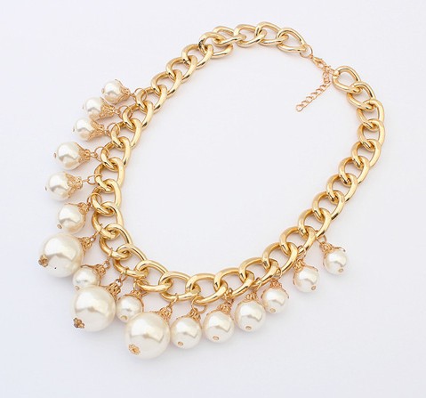 Mother s Gift New 2014 Jewelry Ethnic Pearl Shape Imitation Rhinestone Necklace Pendants Collar Choker Necklace