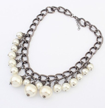 Mother s Gift New 2014 Jewelry Ethnic Pearl Shape Imitation Rhinestone Necklace Pendants Collar Choker Necklace