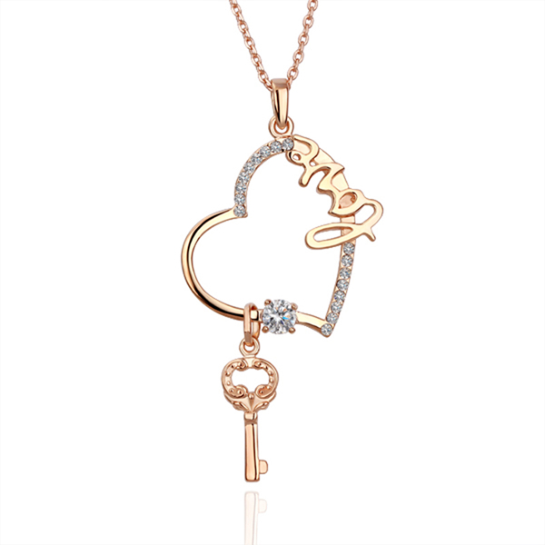 Key-Heart-Pendant-Women-Gold-Plated-Necklace-Charm-Cz-Diamond-Jewelry ...