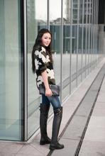 New euro style autumn fashion sexy round toe square heel over the knee boots have belt