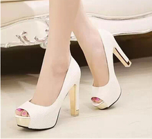 2014 high heeled shoes thick heel platform open toe single shoes sexy all match women s