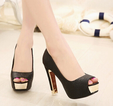 2014 high heeled shoes thick heel platform open toe single shoes sexy all match women s