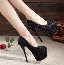 Fashion sexy high heeled shoes 16cm rhinestone platform thin heels single shoes silver wedding shoes