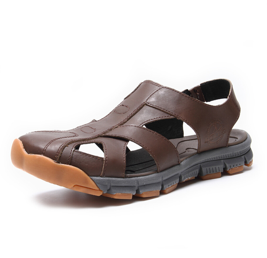 Breathable Super Light Summer Men Sandals Closed Toe Genuine Leather ...