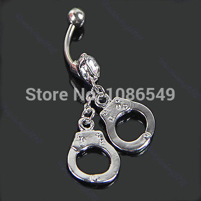 B86 Handcuffs Crystal Navel Belly Button Barbell Rings Body Piercing