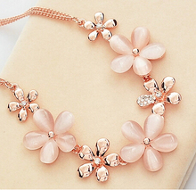LZ Jewelry Hut N301 The 2014 Wholesale Vintage Rhinestones Opal Flower Womans Pendant Necklace