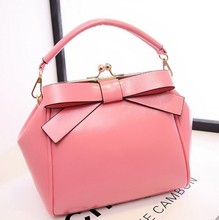 2014 new fashion bow party bag candy color vintage evening bag ladies cute cross body bag patent leather women handbags C0160