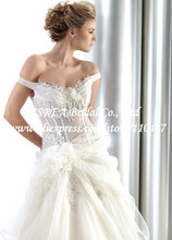 Beaded Appliques Stylish Cap Sleeve Organza Ruched White Wedding Dresses A Line RG1484 Sheer Corset