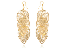 Brand New Fashion Elegant Exquisite Gold Plated Long Tassel Hollow out Leaves Drop Earrings For Women #E1281
