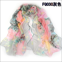 Long Chiffon Silk Scarf/1PC 50*160cm Novel Design Chinese Ink Smoky flower Pritned lady wear scarf/WJ-266