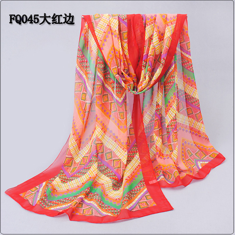 Long Chiffon Silk scarves 1PC 50 160cm Bohemian Style Geometry pattern print scarves WJ 267