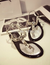 2014 New Summer Platform Flat Rhinestone Sandals Herringbone Flip Rome Women Shoes