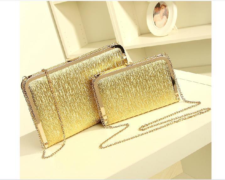 Free shipping Golden women fashion chain dinner hand bag single shoulder bag D048