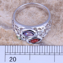Delightful Garnet Amethyst Peridot Silver Stamped 925 Women s Fine Jewelry Ring Size 6 7 8