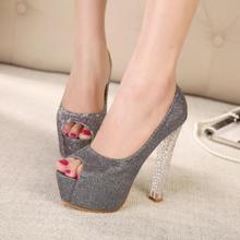 2014 Spring Summer brand New arrive pumps women’s Sexy high-heeled shoes crystals chunky heel high-heeled wedding shoes TH178