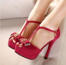 2014 Spring Summer brand New arrive pumps women’s Sexy high-heeled shoes bowknot rhinestone thin heel high-heeled sandal TH139