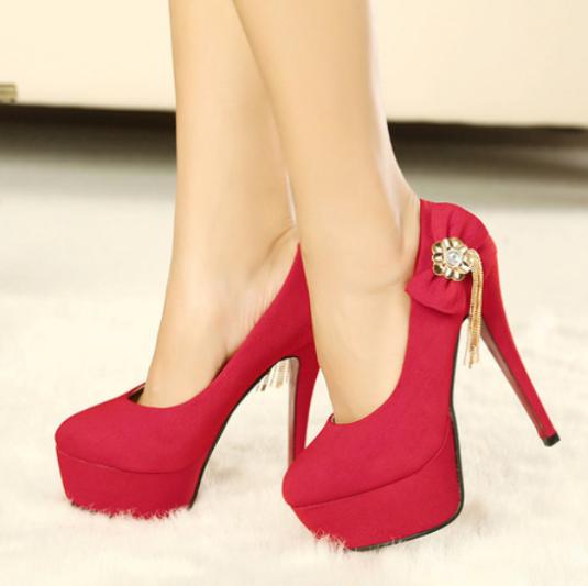 2014 Spring Summer brand New arrive pumps women s Sexy high heeled shoes charms bowknot thin