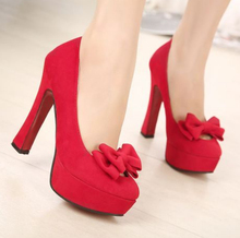 2014 Spring Summer brand New arrive pumps women’s Sexy high-heeled bowknot chunky heel ultra high high-heeled wedding shoe TH190