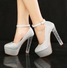 2014 Spring Summer brand New arrive pumps women’s Sexy high-heeled shoes charms crystals chunky heel high-heeled sandal TH171