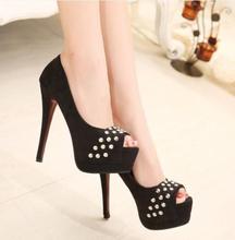 2014 Spring Summer brand New arrive pumps women’s Sexy high-heeled rivet thin heel ultra high high-heeled shoes sandal TH053