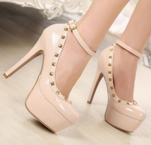 2014 Spring Summer brand New arrive pumps women’s Sexy high-heeled shoes charms rivet thin heel ultra high high-heeled TH143