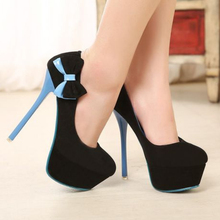 2014 Spring Summer New arrive pumps women’s Sexy high-heeled charms bowknot thin heels ultra high high-heeled shoes TH076