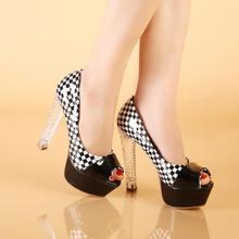 2014 Spring Summer New arrive pumps women’s Sexy high-heeled charms crystals chunky heels ultra high high-heeled shoes TH075