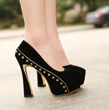 2014 Spring Summer brand New arrive pumps women’s Sexy high-heeled shoes charms rivet chunky heel ultra high high-heeled TH113