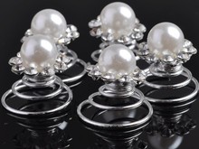 30pcs Lot Wedding Bridal Crystal Faux Pearl Crystal Flower Hair Twists Spins Pin