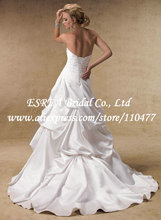Sweetheart Cheap Ruched Satin Backless High Low Wedding Dress Short Front Long Back RG1531