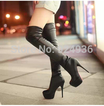 Free shipping New Winter Style Round Toe Flock Fashion Knee-high Heel Boots Winter High Heel Boots in Women Boots Plus Size