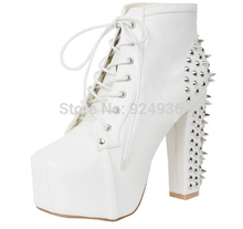 Free shipping Hot Sale 2014 Women winter Shoes Ultra High Heels Thick Heels Shoes Rivet Martin