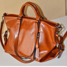 Women’s brown motorcycle bag 2014 New Fashion Wax leather bag portable messenger bag leather handbag ladies shoulder bag TX196