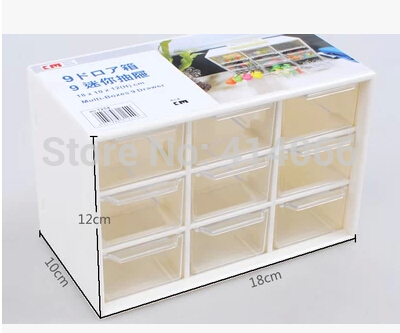 New 2014 Nine grid transparent plastic storage box drawer Jewelry Box 18 10 12CM