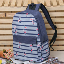 In 2 Color 2015 New vintage Denim Striped Print Brand Women Backpacks School Student Mochilas Canvas Bags For Girls JWP007