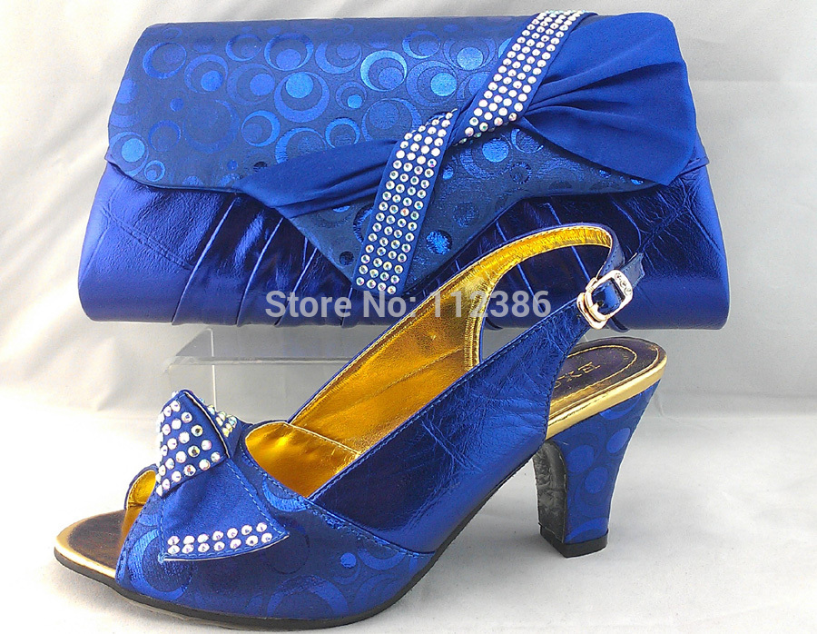 Free Shipping by DHL Top selling shoe and bag matching set with wholesale price blue 