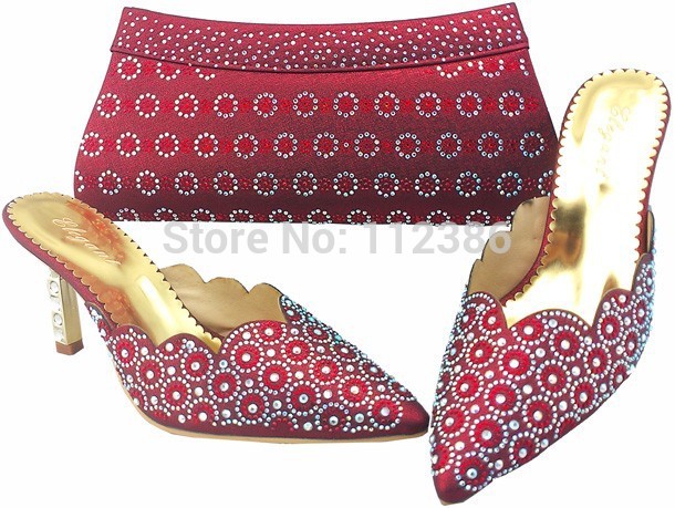 Free shipping by DHL African dress shoe and matching bag set with wholesale price
