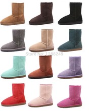 Free shipping 100% cowhide Australia Snow boots High quality Genuine leather women snow boots Soft inside Non-slip soles