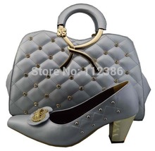 Wholesale matching shoe and bag with free shipping by DHL in silver color size 38-43