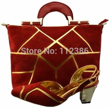 2014 Fashion Italian style shoe and matching bag made in Real Leather with free shipping by DHL red