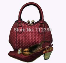 African shoe and matching bag set with free shipping by DHL ,wholesale shoe and bag set red