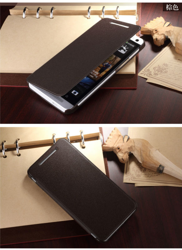 New Arrival Cover Flip Pu Leather Phone Case For HTC One M7 with Free Shipping and