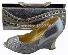 high quality shoes and matching bags for wedding ,african design ladies shoes and bags silver