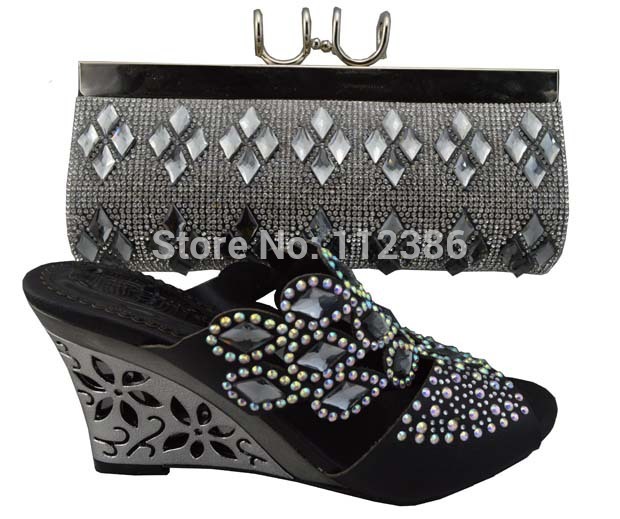 Free shipping new african shoe and bag wholesale matching set of shoe and bag for African