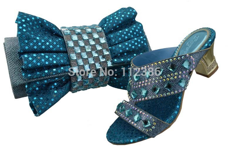 Elegant shoe and matching bag italian style with free shipping by DHL TSH1115blue